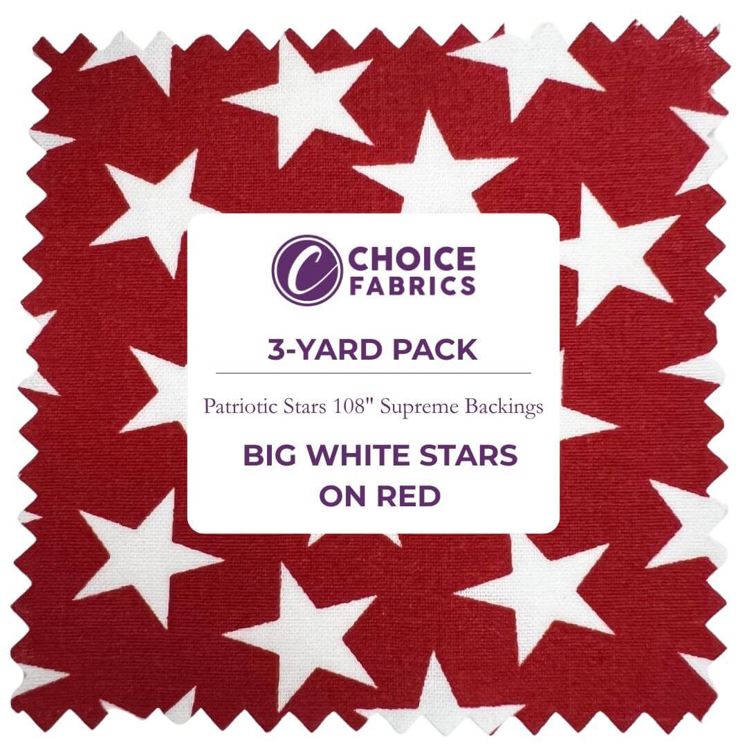 Patriotic Stars 108" Supreme Backings - Large White Stars on Red (3-Yard Pack)