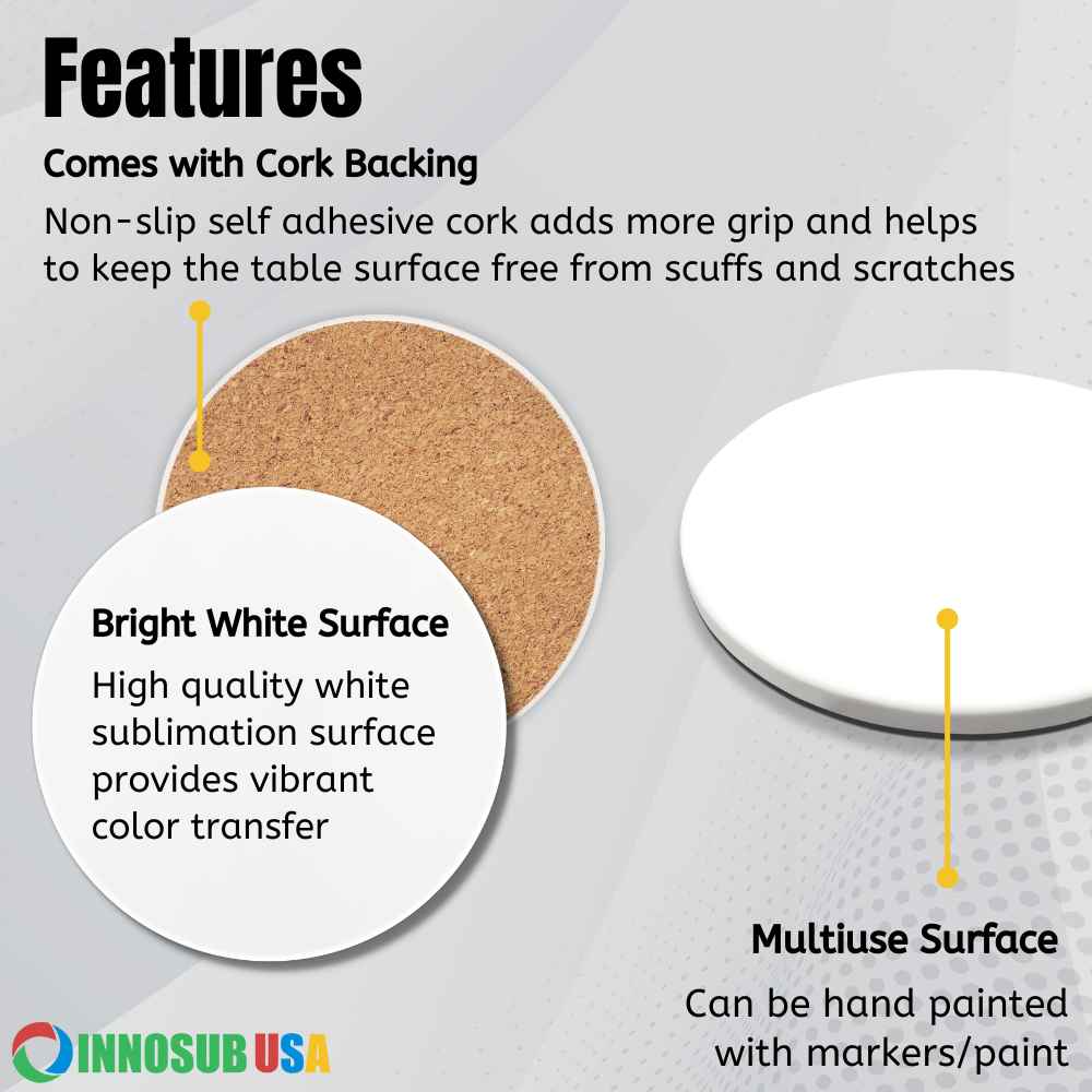 Sublimation Sandstone Coaster Blanks | Bar Coaster Blank by INNOSUB USA