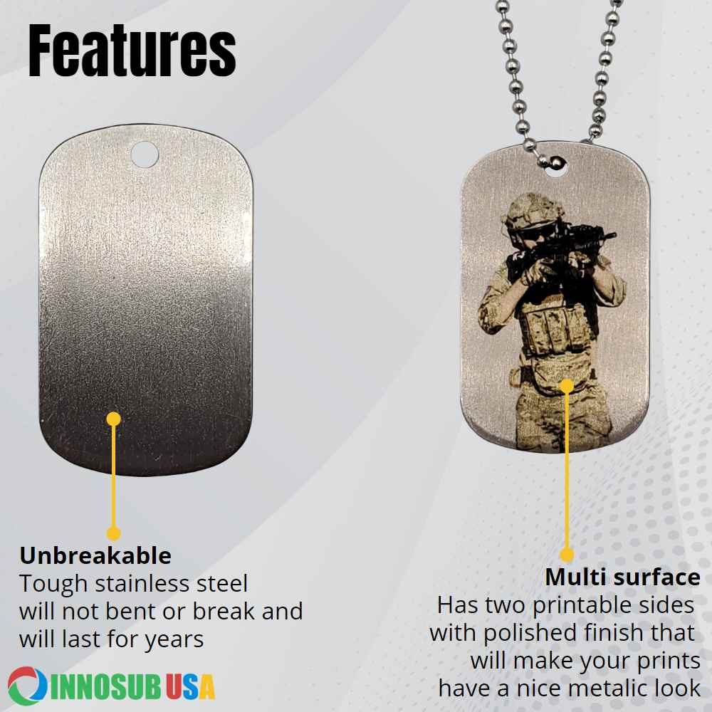 Sublimation Dog Tag Necklace Blank - 2 Sided | Custom Military Id |  Sublimation Pet ID by INNOSUB USA