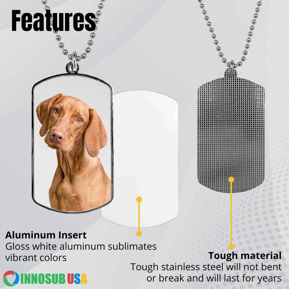 Sublimation Blanks Dog Tag | Custom Military Blank ID Tag - 1 Sided With Insert by INNOSUB USA