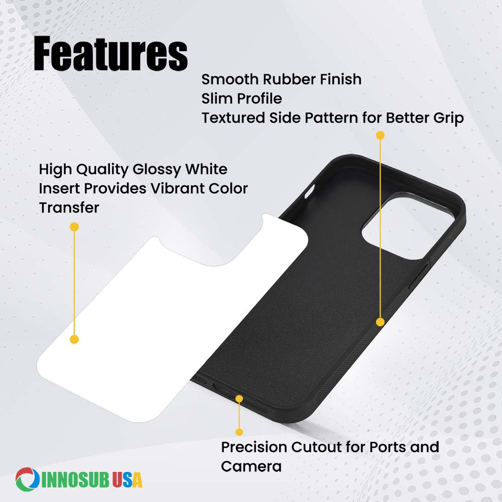 Sublimation Phone Rubber Cases for iPhone 16/15/14/13/12/11 | Aluminum Insert