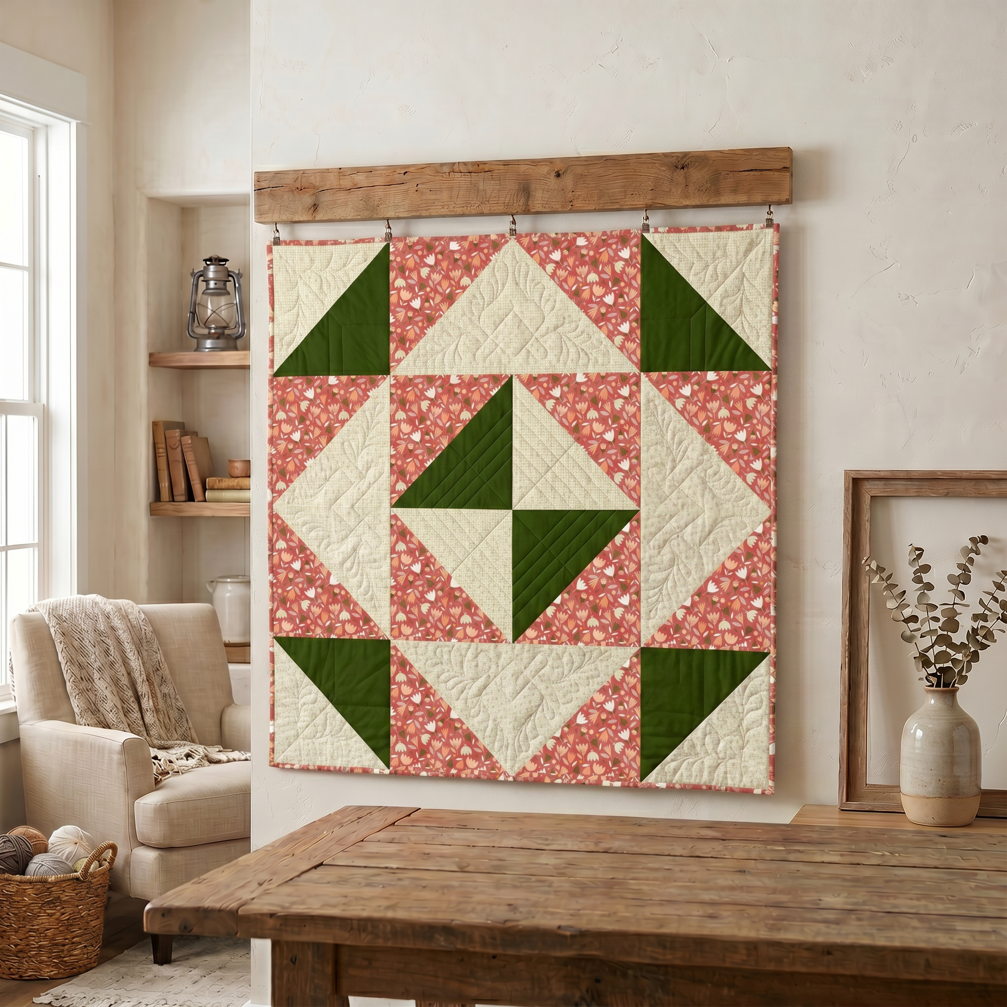 Flower Frolic - Half Square Triangle Table Topper - Quilt Kit