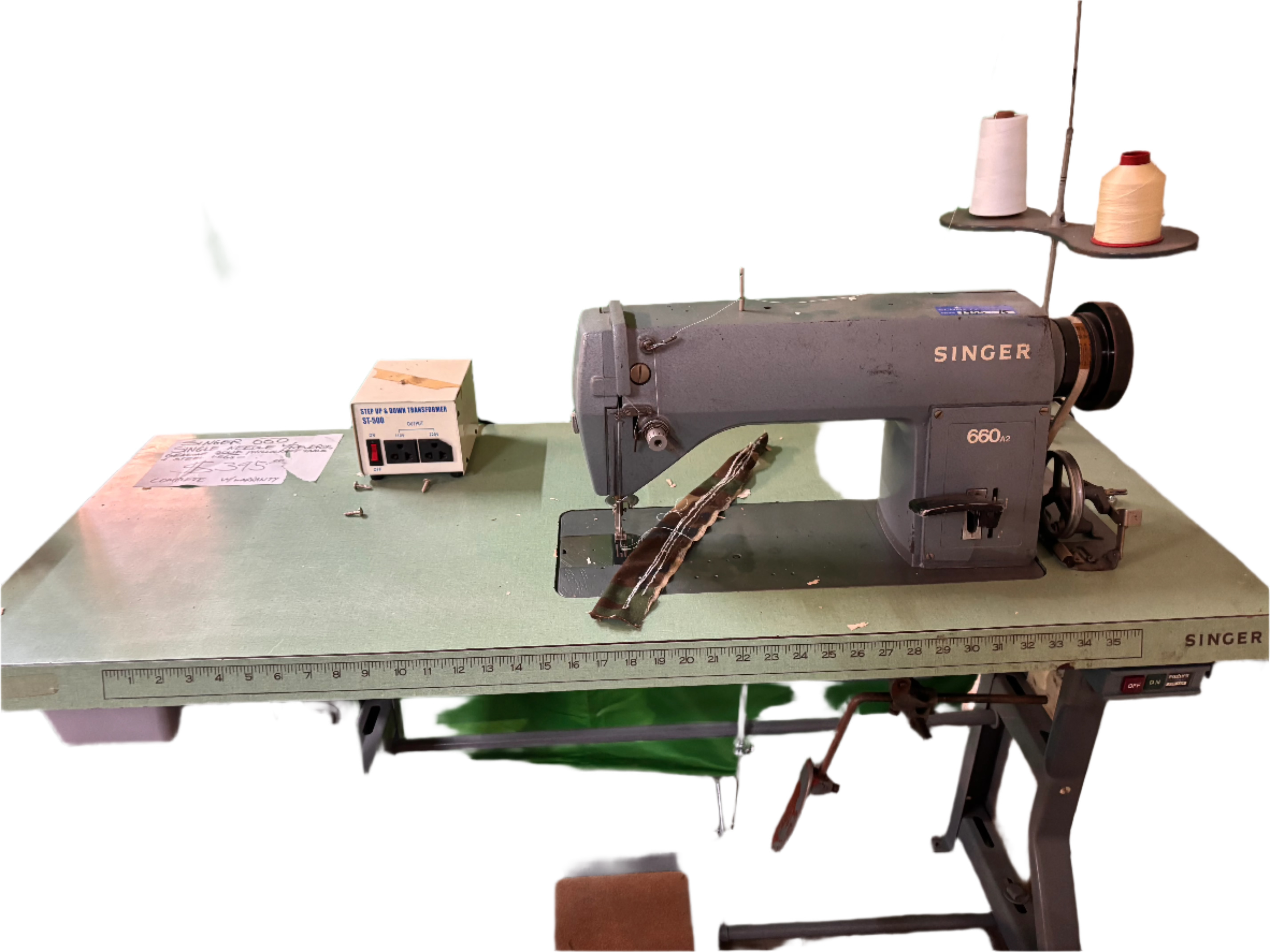 Used Singer 660 A2 Single Needle W/Reverse Genuine Solid Phillocraft Table +Steel Legs