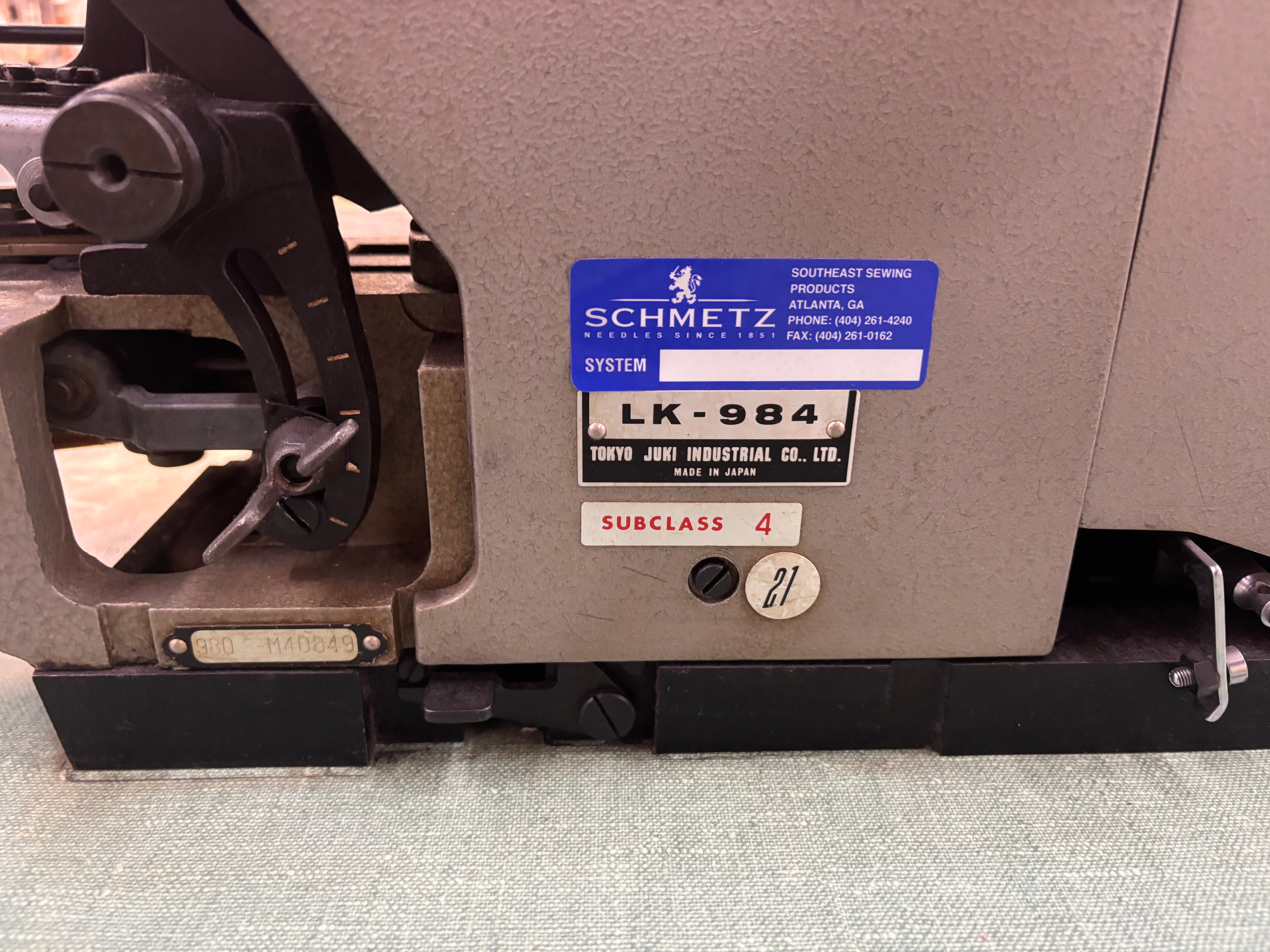 Used Juki LK-984 Complete/W Rollers & Warranty
