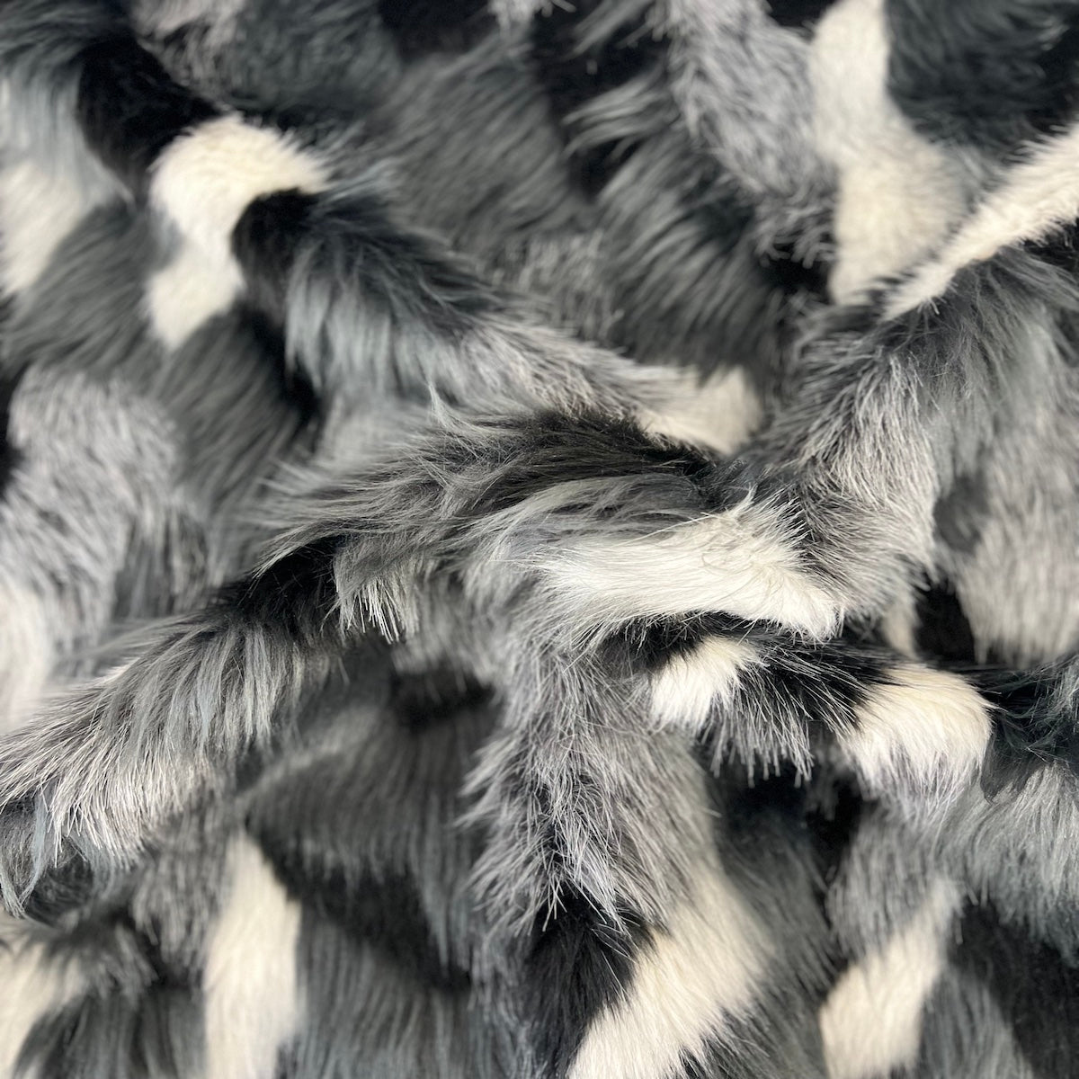 Multicolor Patchwork Faux Fur Fabric