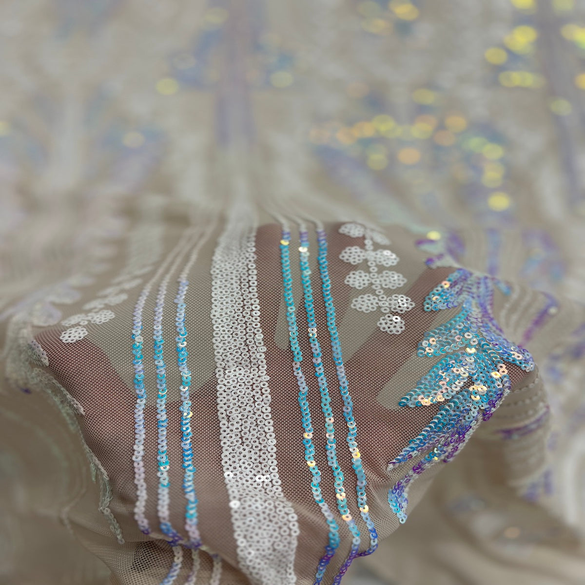 Alina Damask Stretch Sequins Fabric