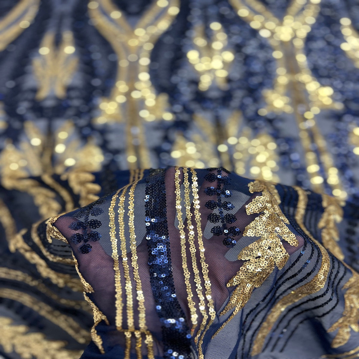 Alina Damask Stretch Sequins Fabric