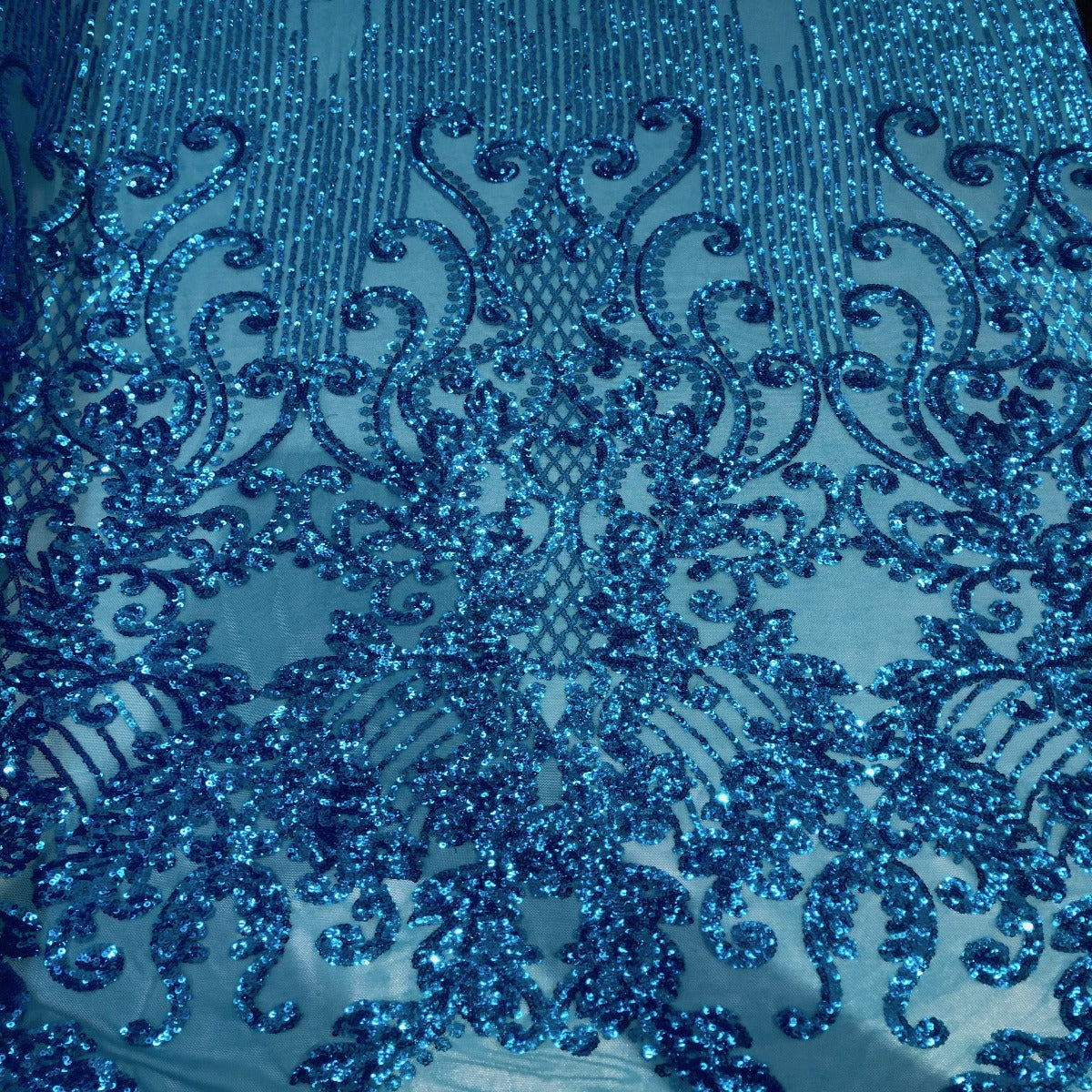 Alta Striped Damask Stretch Sequins Fabric