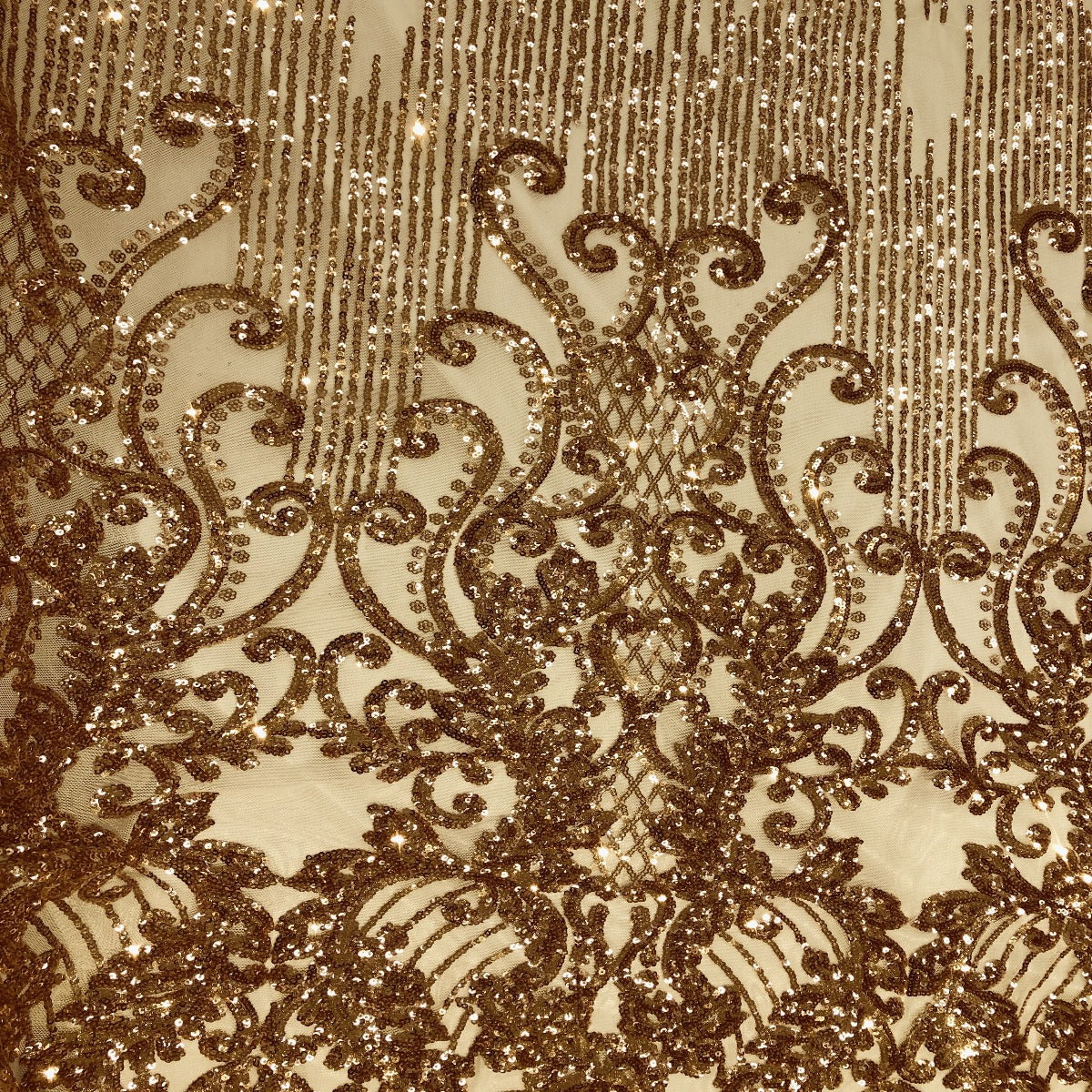 Alta Striped Damask Stretch Sequins Fabric