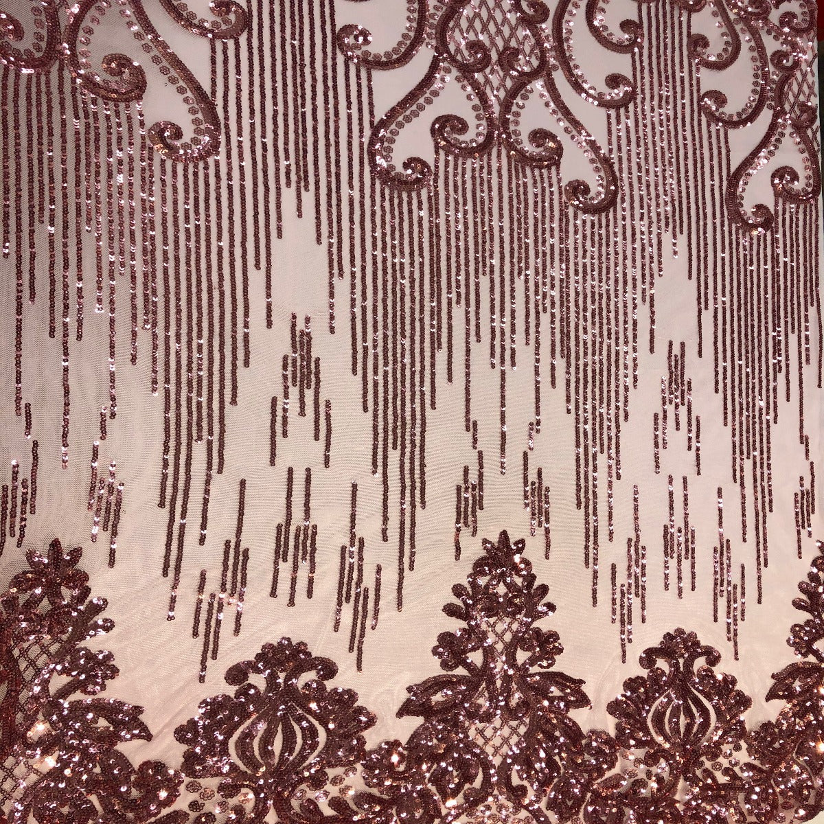 Alta Striped Damask Stretch Sequins Fabric