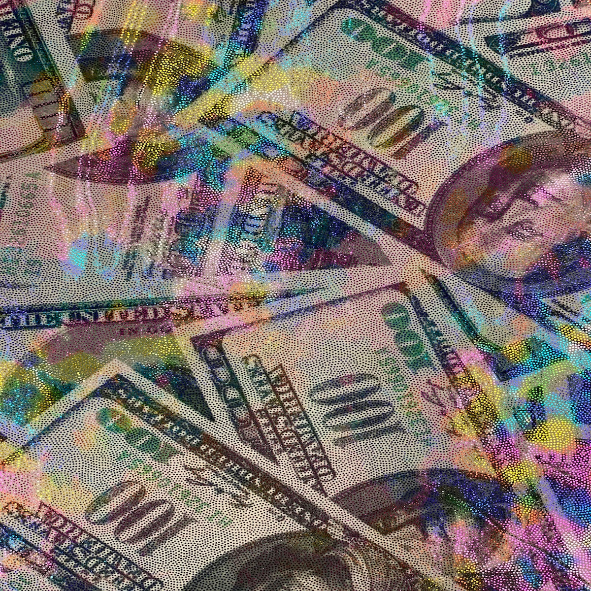 Hologram Mystique Money Print Spandex Fabric