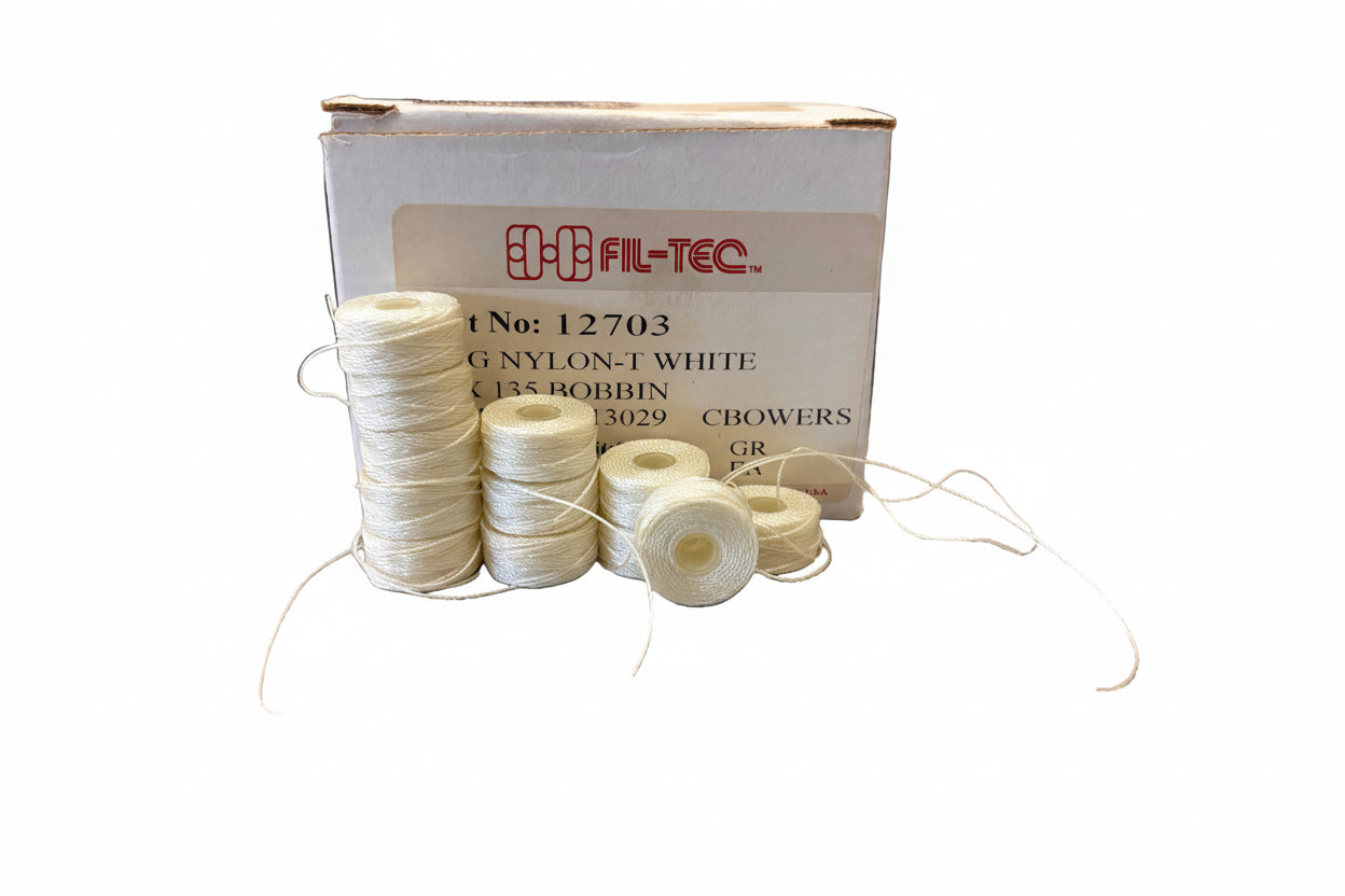 12703 Fil-Tec 69M Nylon White Tex 70  45yd 72 Bobbins