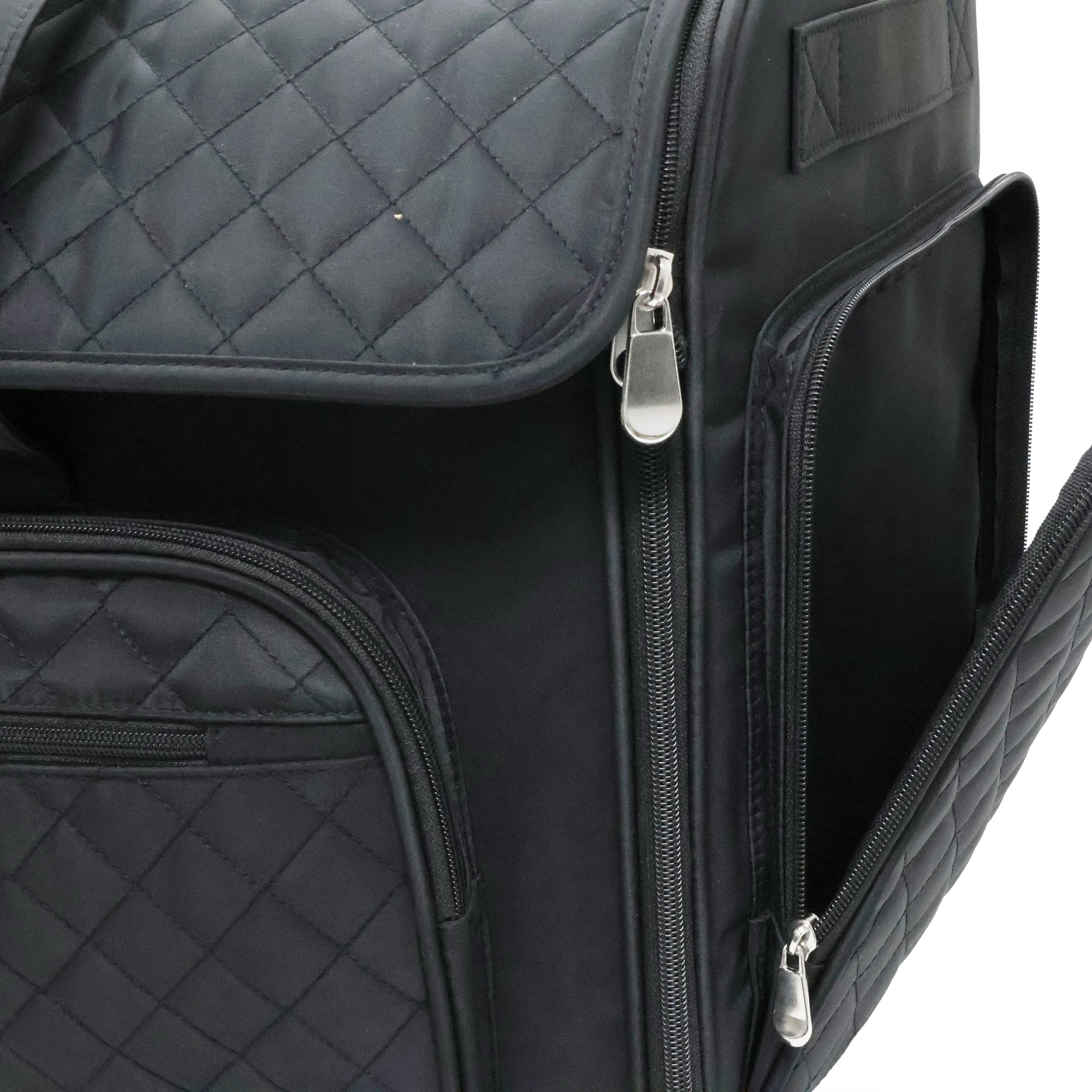 Everything Mary XXL 4 Wheel Collapsible Rolling Sewing Machine Storage Case, Black Quilted
