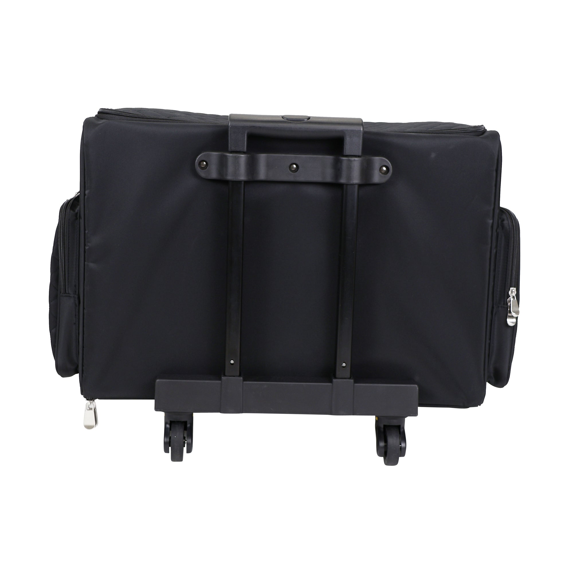 Everything Mary XL 4 Wheel Collapsible Rolling Sewing Machine Storage Case, Black Quilted