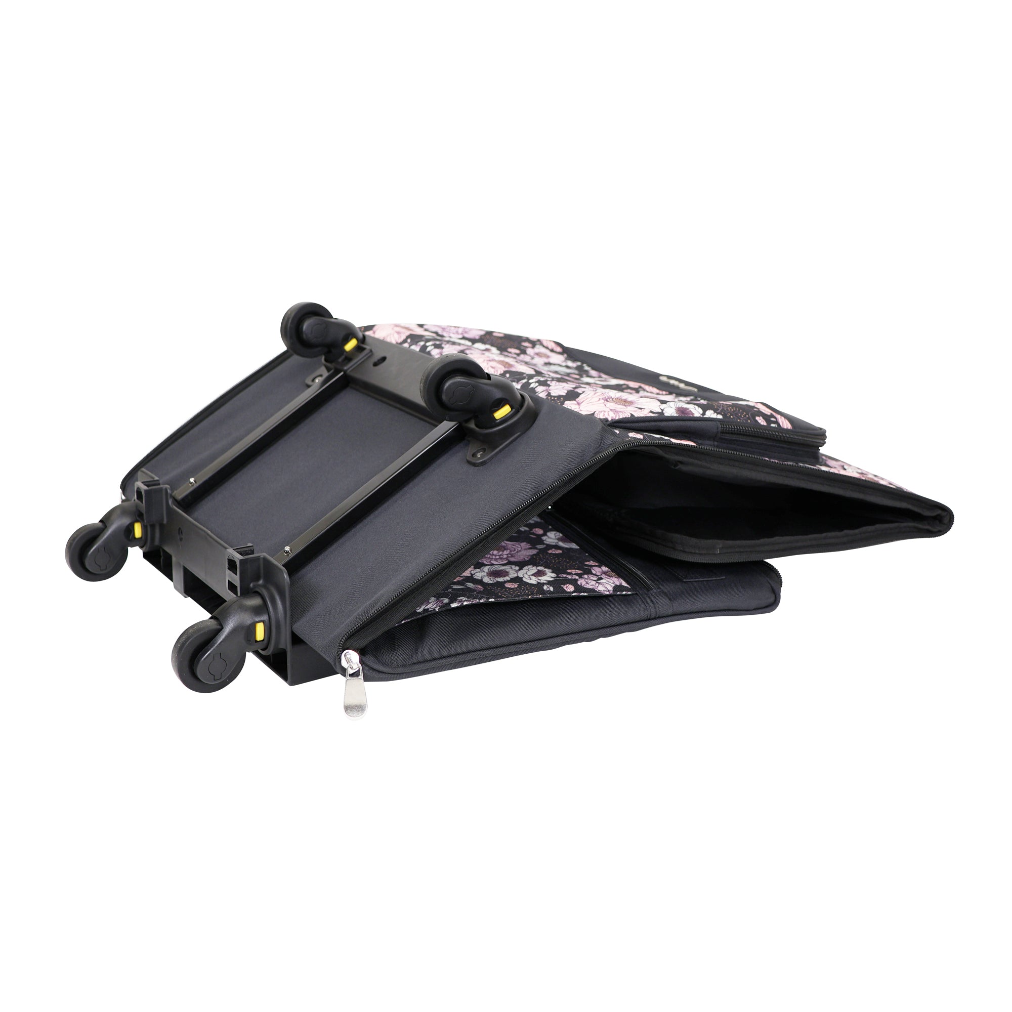 Everything Mary XL 4 Wheel Collapsible Rolling Sewing Machine Storage Case, Pink Floral