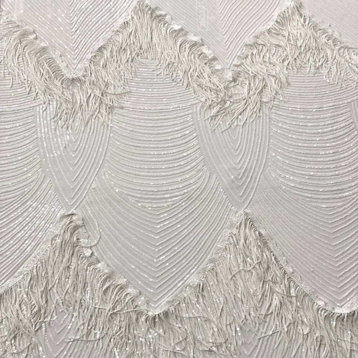 Flamingo Fringe Embroidered Stretch Sequin Fabric