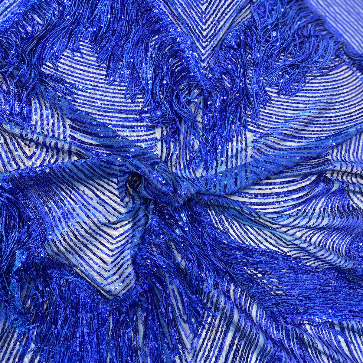 Flamingo Fringe Embroidered Stretch Sequin Fabric