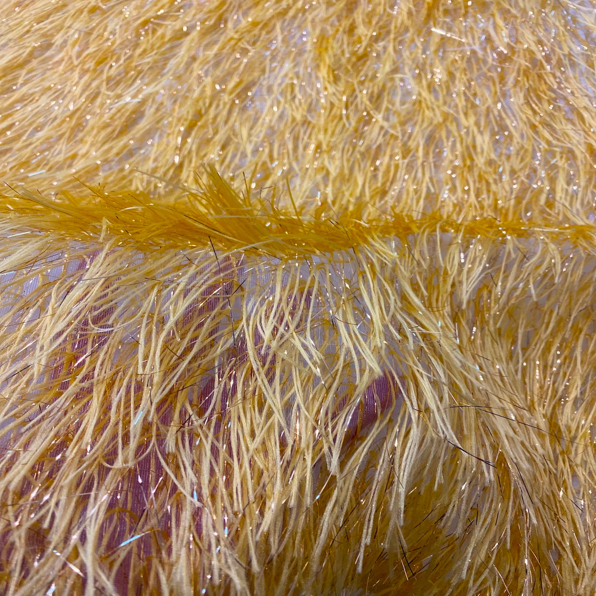 Metallic Faux Fur Tinsel Ostrich Feather Fabric
