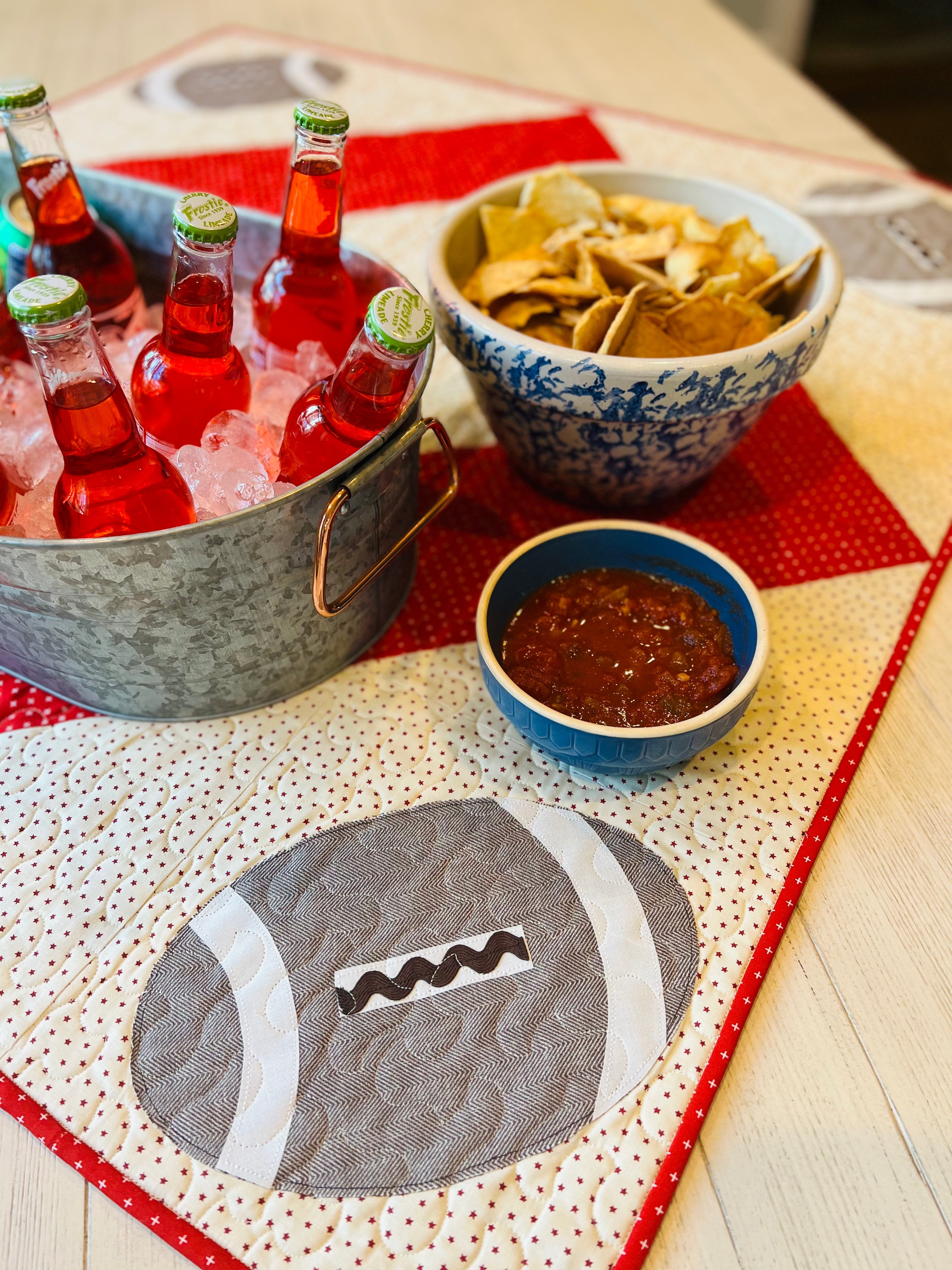 Football Table Topper or Lap Quilt Pattern - Paper Print Version