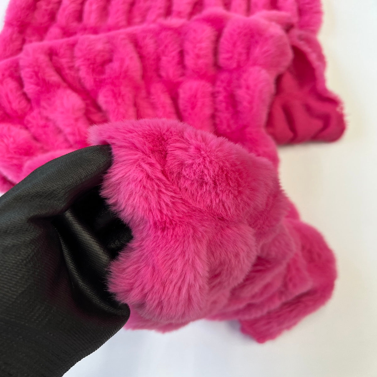 Ruched Chinchilla Stretch Faux Fur Fabric