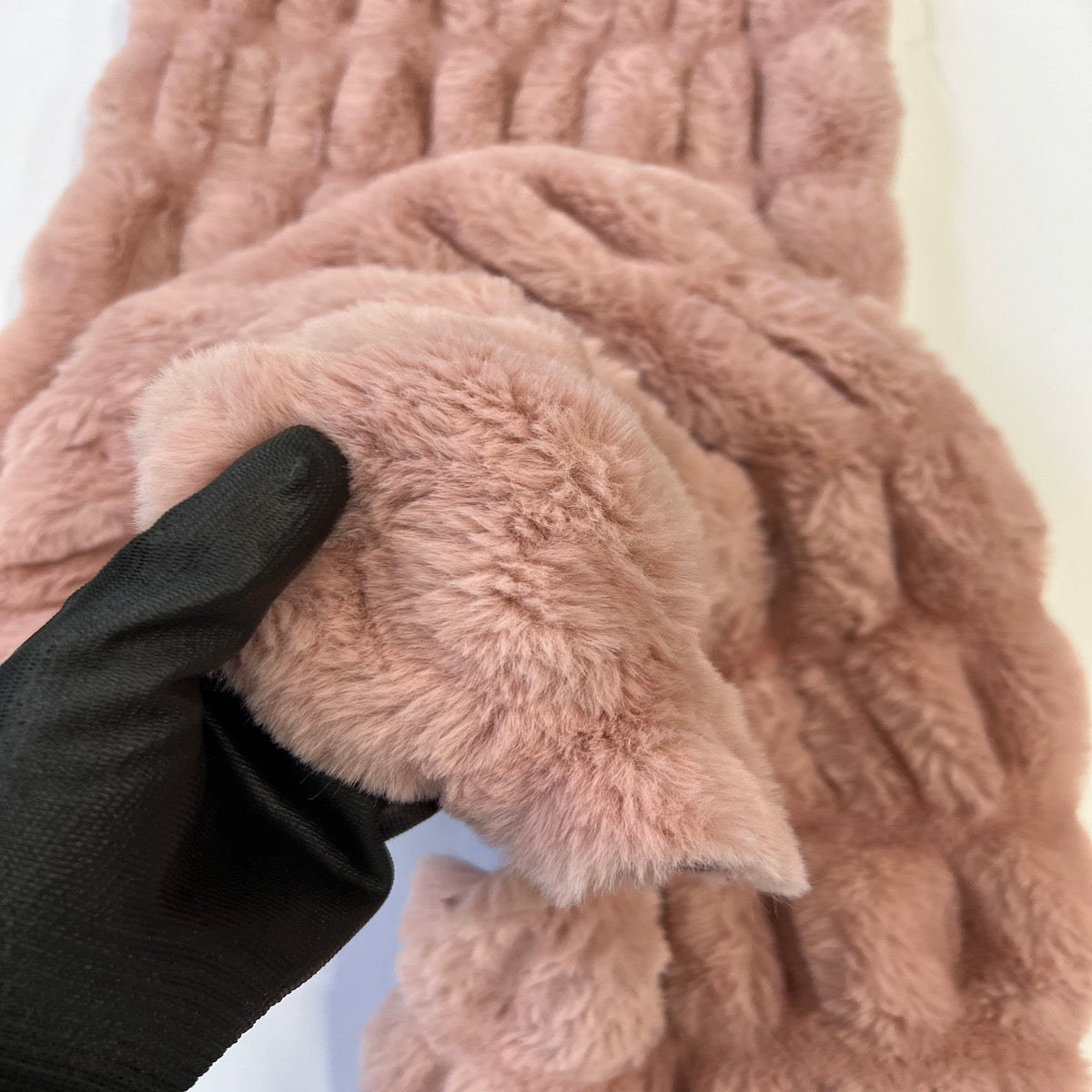 Ruched Chinchilla Stretch Faux Fur Fabric