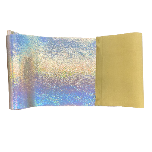 Crushed Distressed Foil Chrome Mirror Reflective Vinyl Fabric