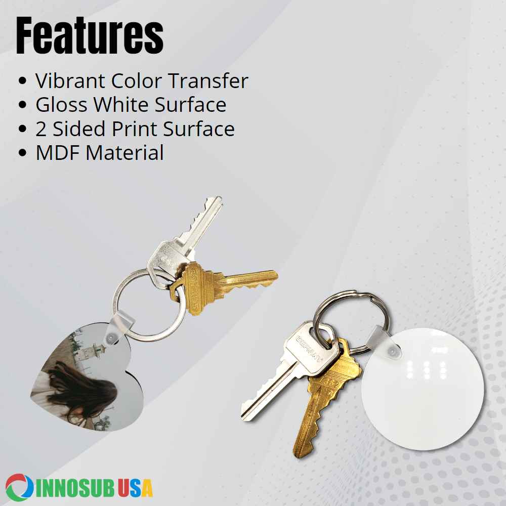 Sublimation Printing MDF Keychain Blank - 2 Sided | Custom Keychain | Sublimation Keychain | Heat Transfer Keychain by INNOSUB USA