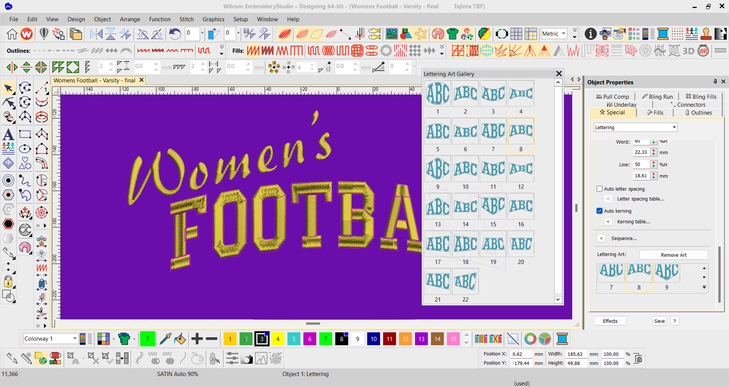 Wilcom EmbroideryStudio 2025 Lettering