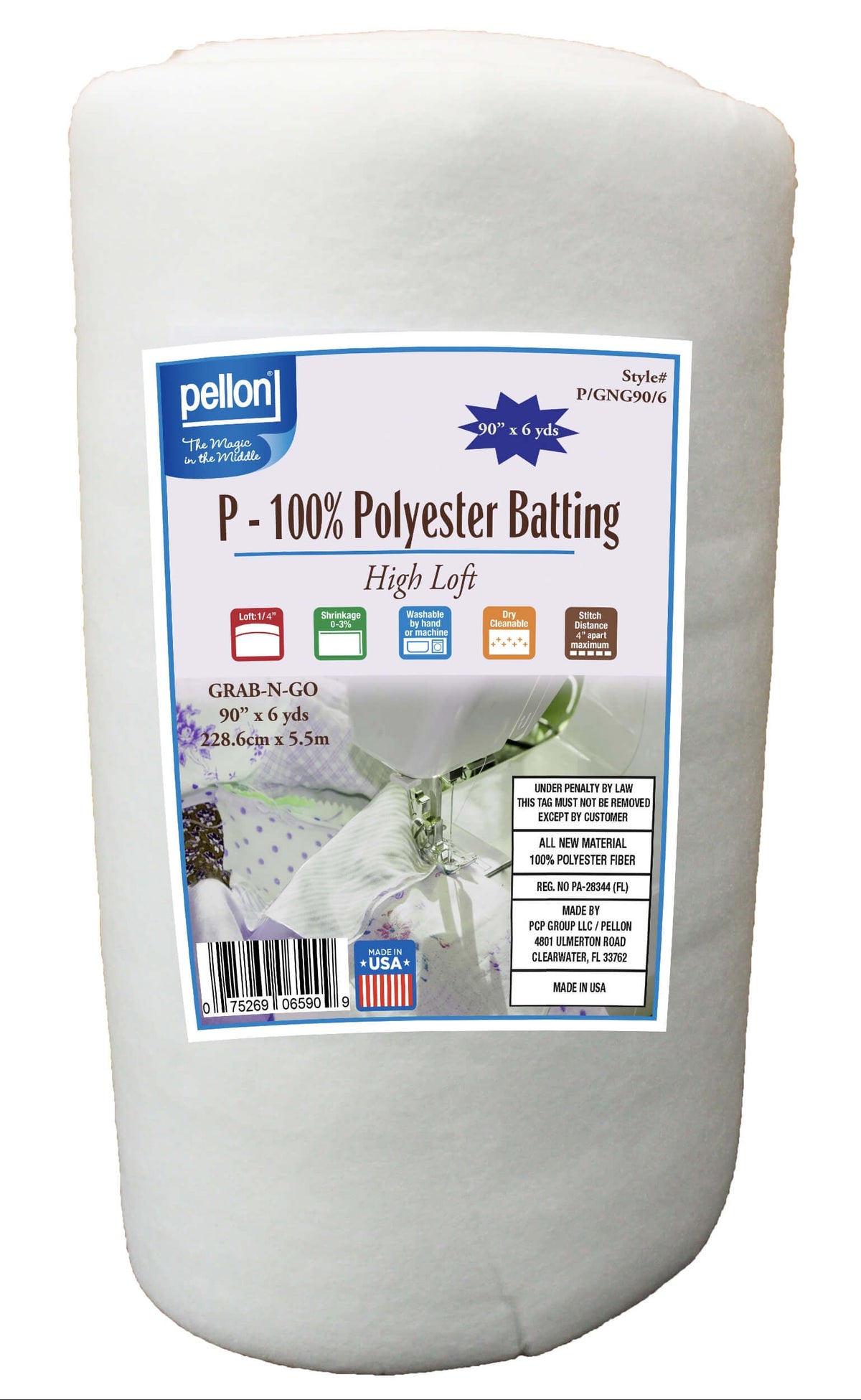 Pellon® Polyester Batting Roll – 90" x 6 Yards