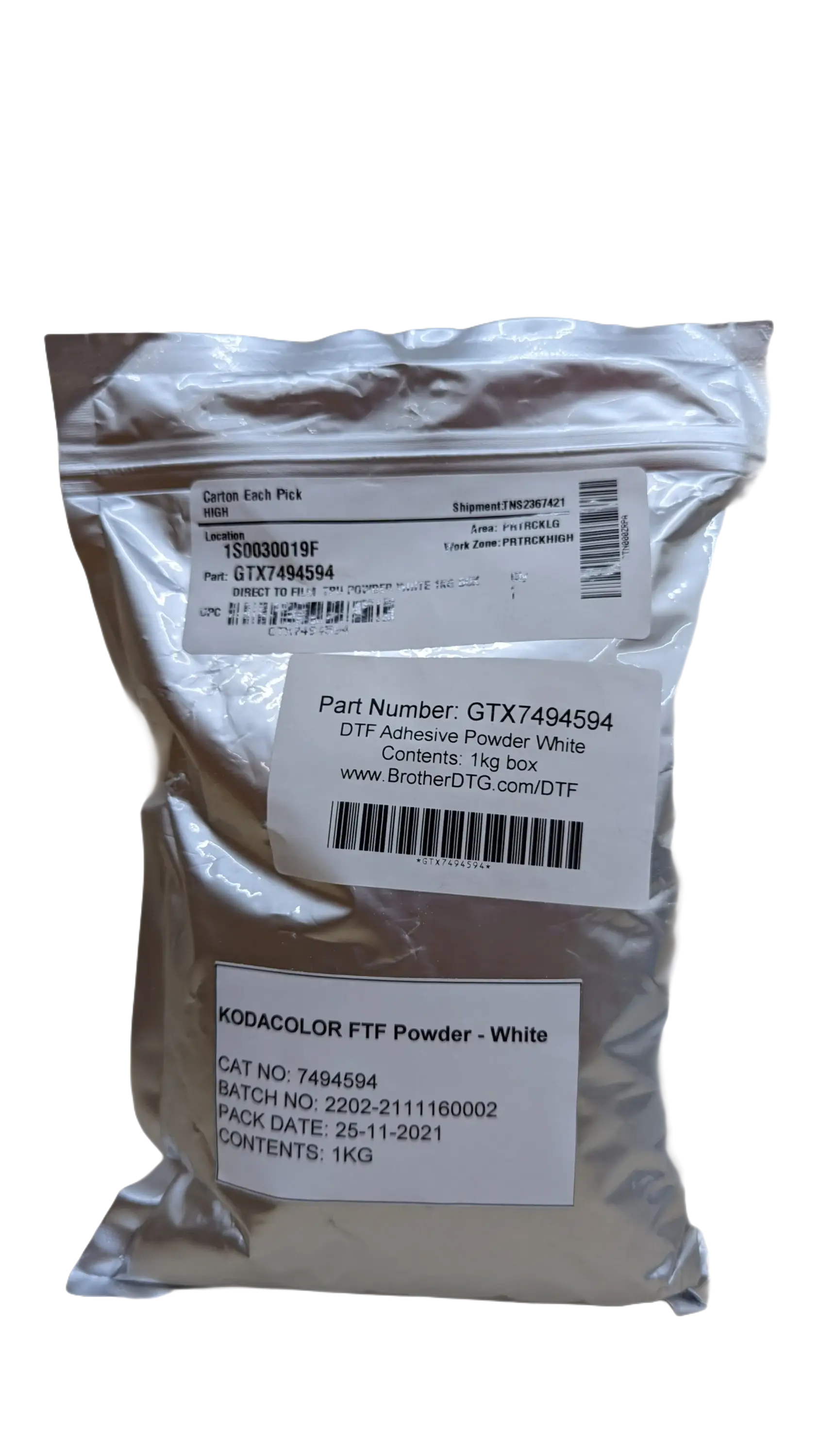 Brother DTF TPU Powder White 1KG Pouch