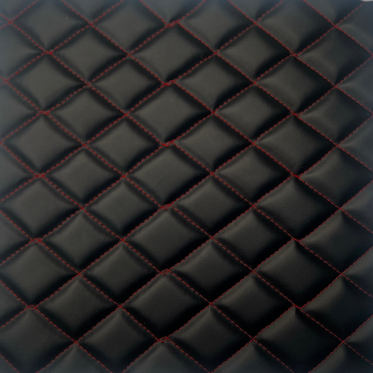 Diamond Quilted Foam Backed Faux Leather Vinyl Fabric