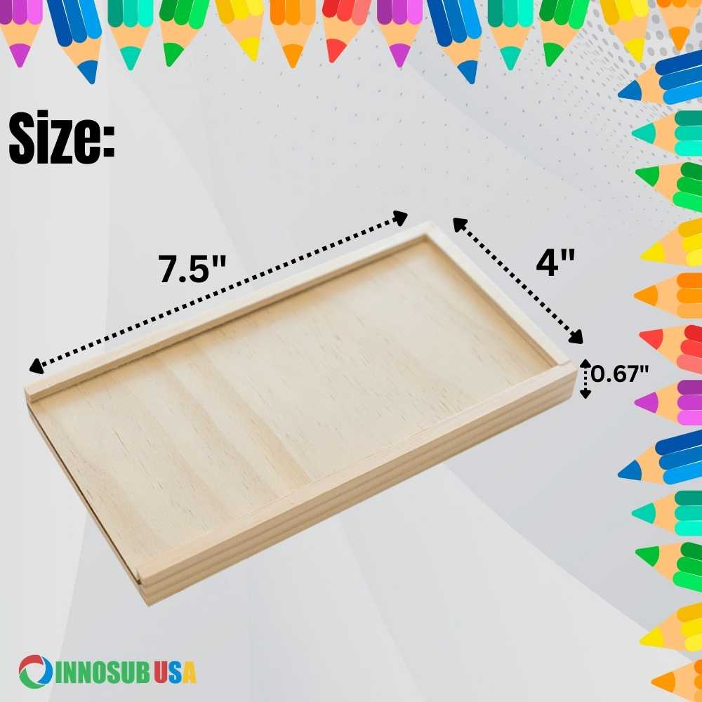 Sublimation Blanks Pencil Box with 12 pcs Color Pencils |  PlyWood Brush Set