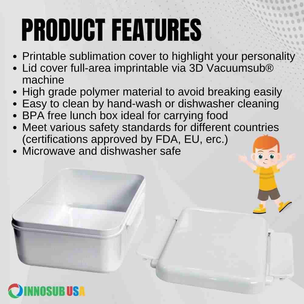 Sublimation Blanks Kids Lunch Box Polymer Double Locking (3D Sublimation )