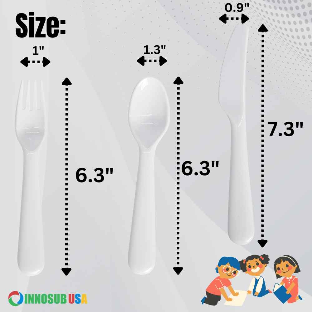 Sublimation Blanks flatware set Polymer Kid's Knife Spoon Fork Plate Cup Bowl