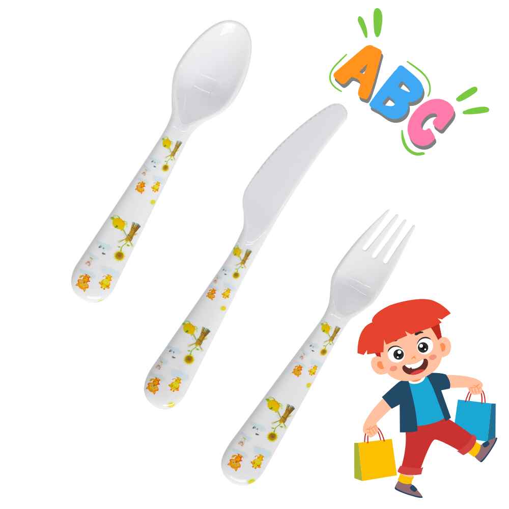Sublimation Blanks flatware set Polymer Kid's Knife Spoon Fork Plate Cup Bowl