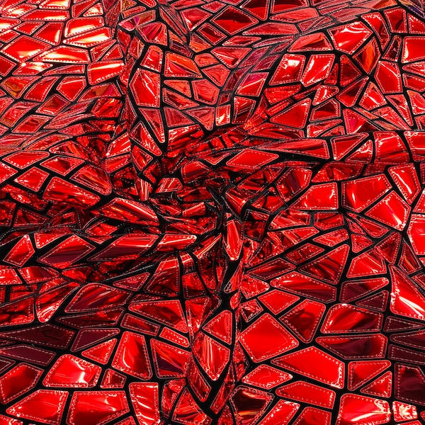 Shattered Glassed Metallic Foil Stretch Velvet Fabric