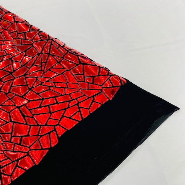 Shattered Glassed Metallic Foil Stretch Velvet Fabric