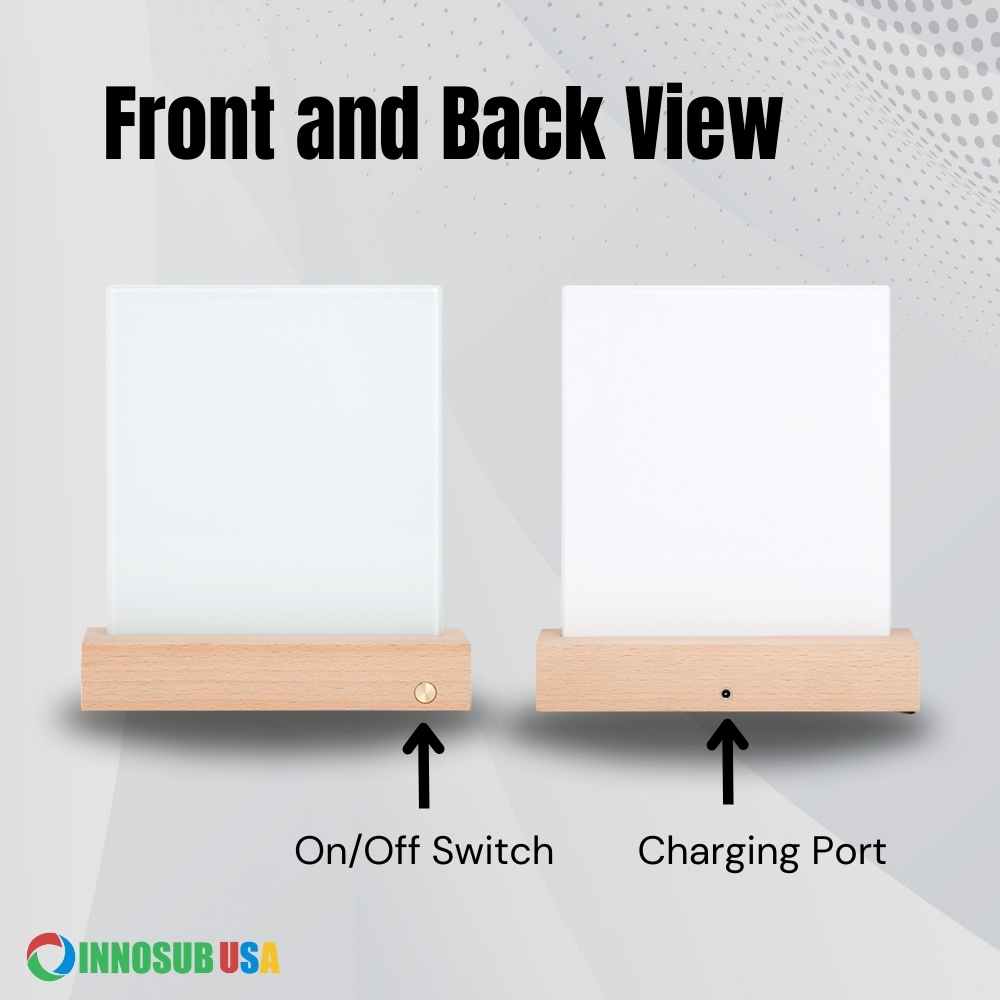 Sublimation Blanks Glass Photo LED Panels with Wood Base 6x8 inch