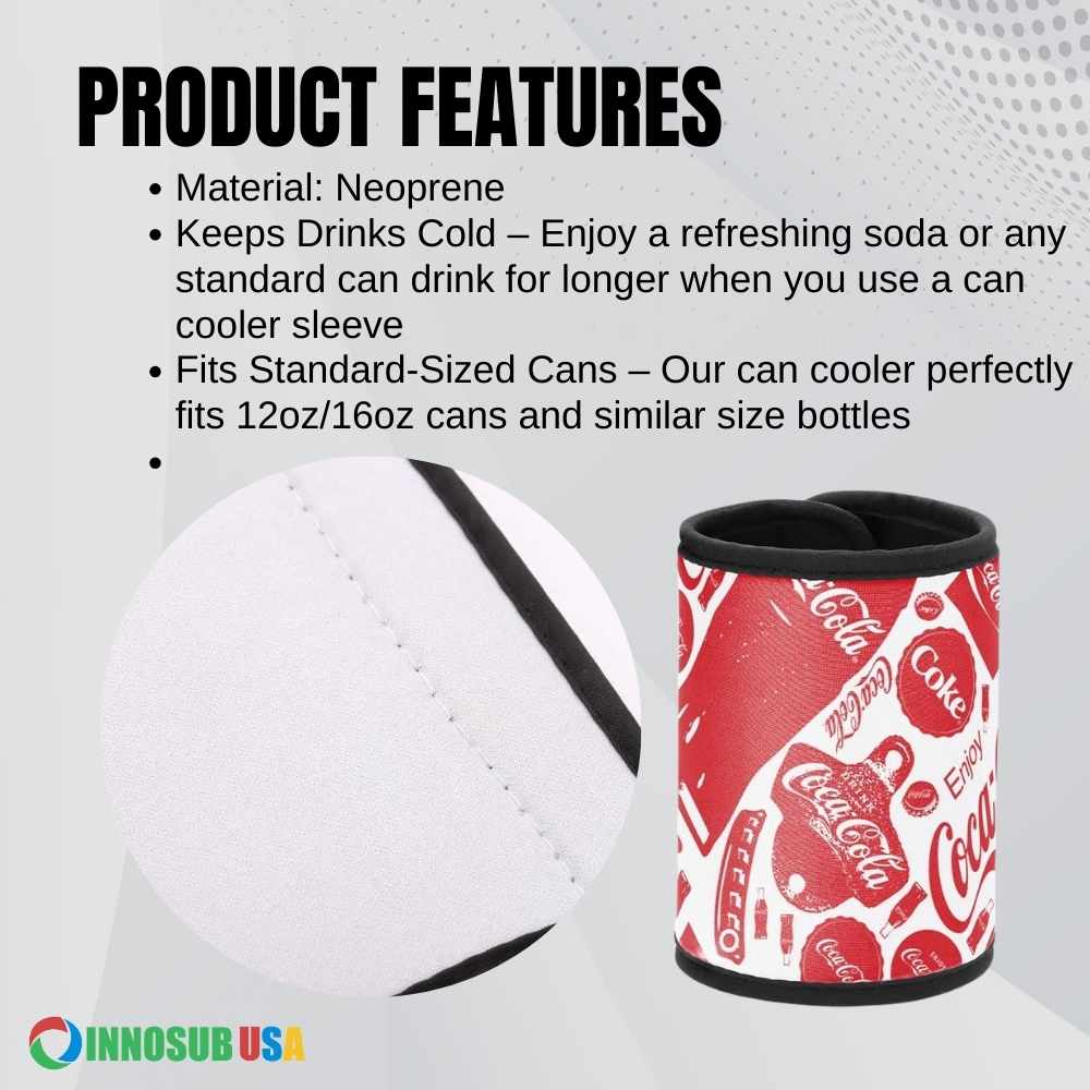 Sublimation Blanks Can Cooler Neoprene 12 Oz | Black Edge| Sublimation Printing by INNOSUB USA