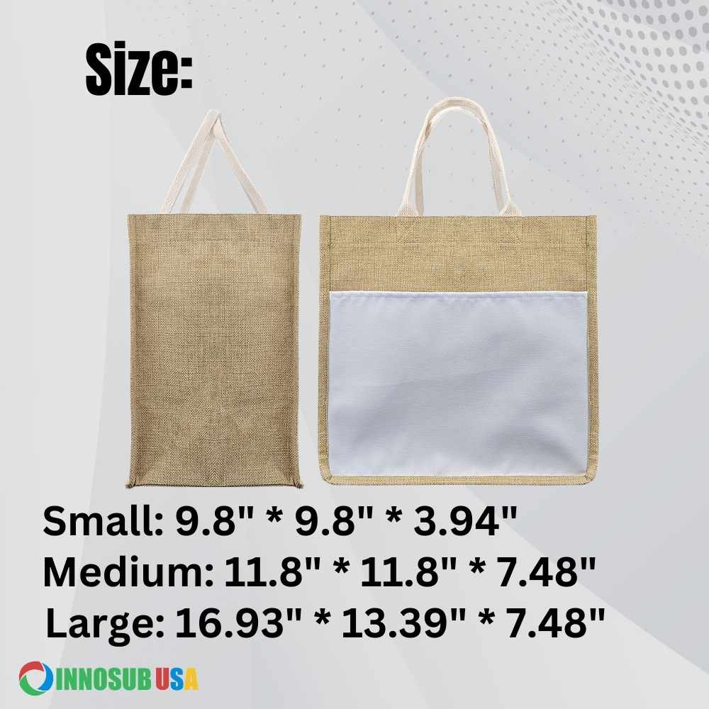 Sublimation Blank Linen Tote Bag with Pocket - in 3 Sizes
