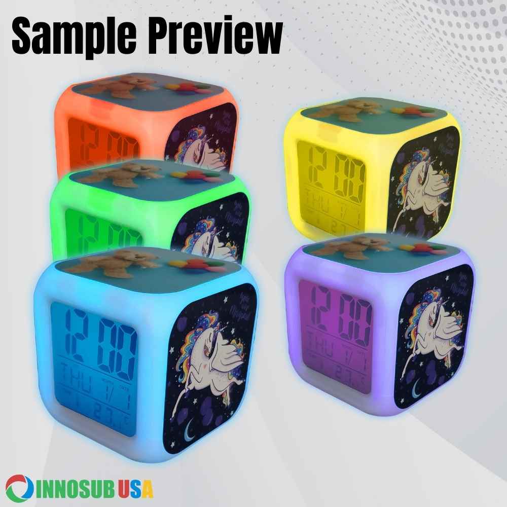 Sublimation Blanks Kids LED Alarm Clock | With 3 Aluminum Inserts