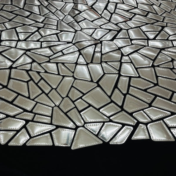 Shattered Glassed Metallic Foil Stretch Velvet Fabric