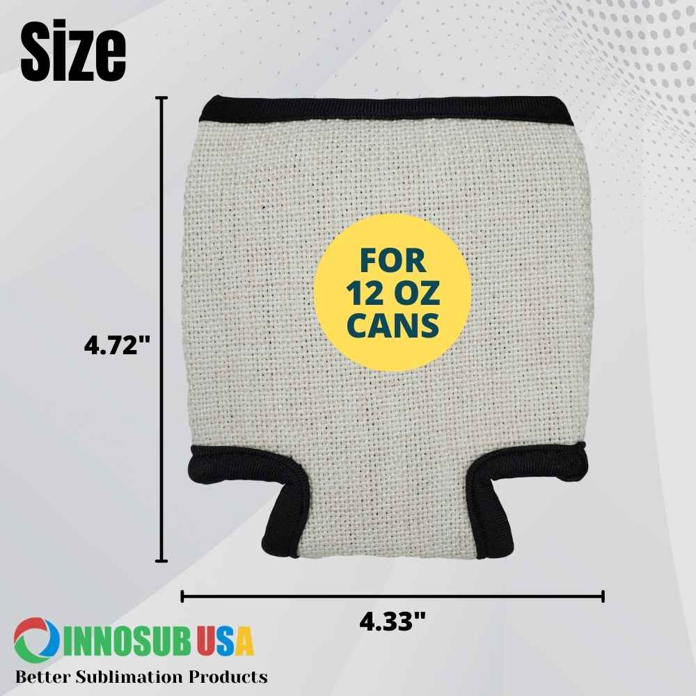 Sublimation Linen Neoprene Can Cooler Blanks | 12 Oz  |  by INNOSUB USA