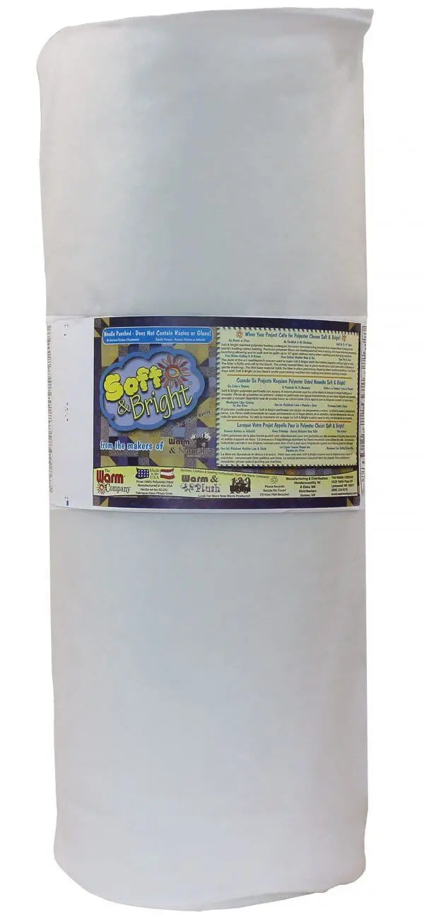 Soft & Bright 90" x 25 YD Batting Roll - Premium Polyester Batting for Quilting