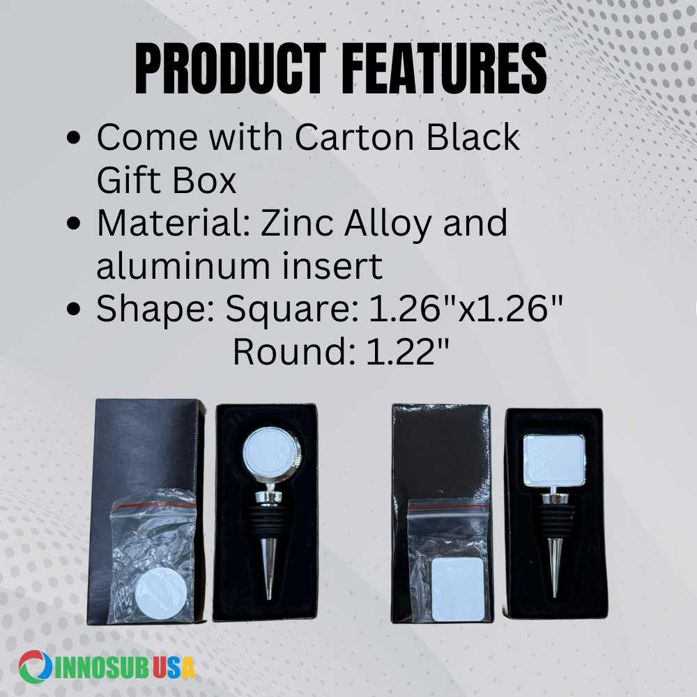 Sublimation Blanks Wine Stopper – Square Shape | Round Shape