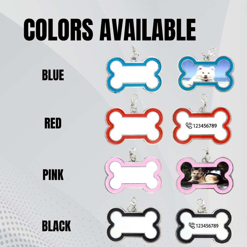 Sublimation Blank Pet Tag  Double sided -Blue/Pink/Red/Black