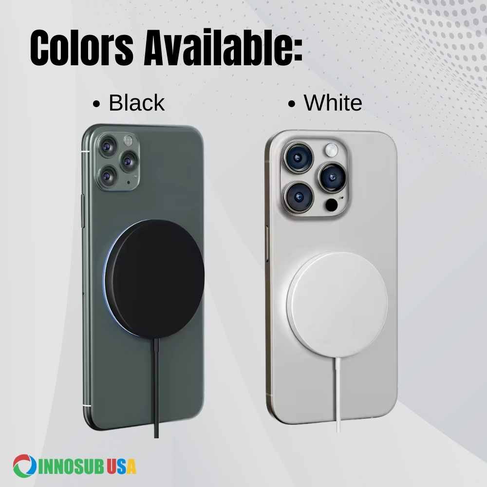 Sublimation Blanks Magnetic Wireless Charger 15W Fast charging - With LED - Black/White
