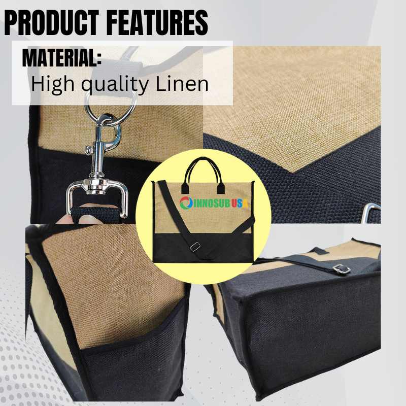 Sublimation Blanks Patchwork Linen Handbag- 43*34*17cm- Cream/Linen/White