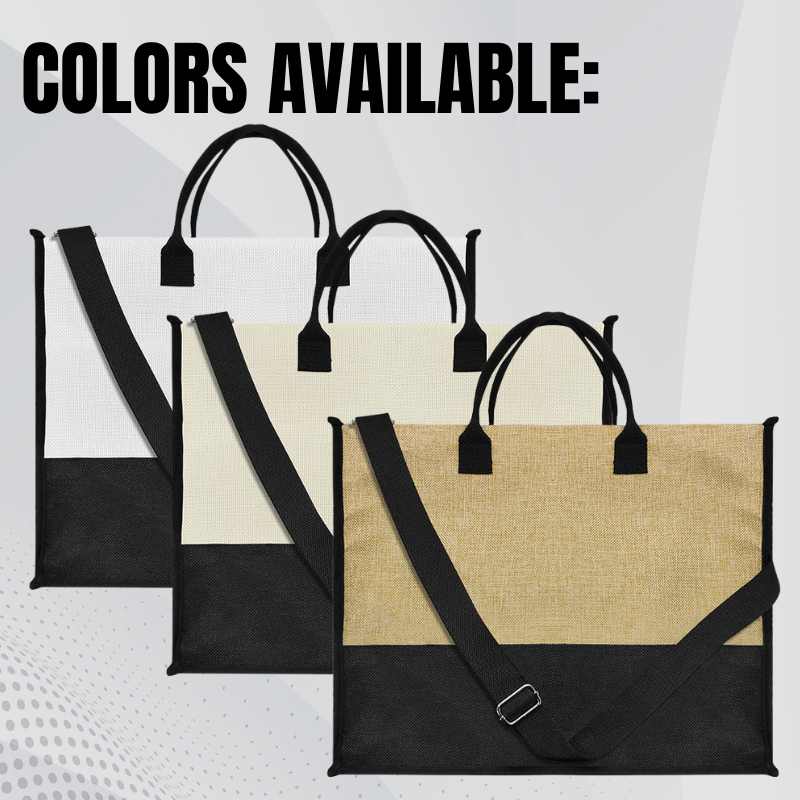 Sublimation Blanks Patchwork Linen Handbag- 43*34*17cm- Cream/Linen/White