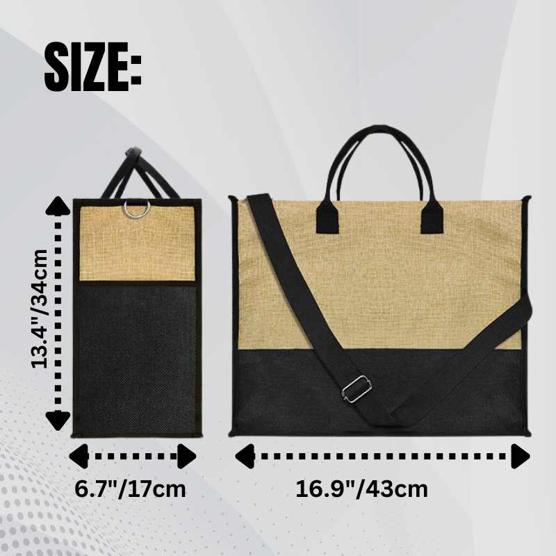 Sublimation Blanks Patchwork Linen Handbag- 43*34*17cm- Cream/Linen/White
